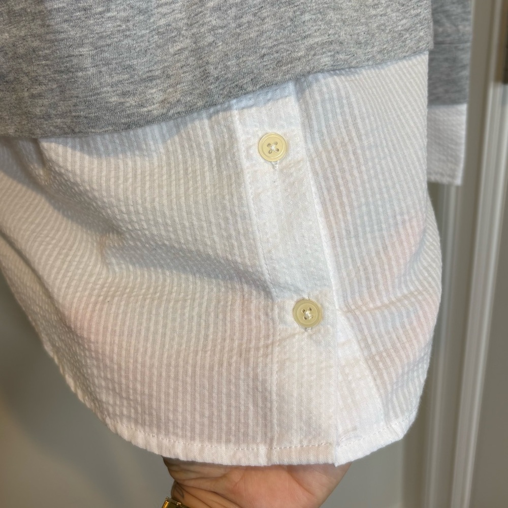 TOMMY HILFIGER Gray and White Collared Sweater - Picture 5 of 14